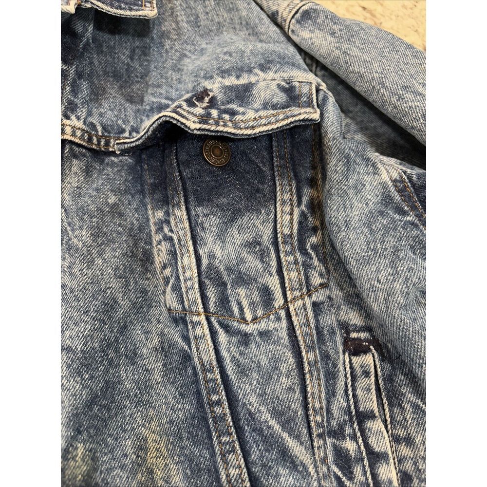 Vintage 80s Levis Denim Jean Acid Distressed Trucker Jacket USA 75068 0219 Sz Sm - Picture 12 of 16